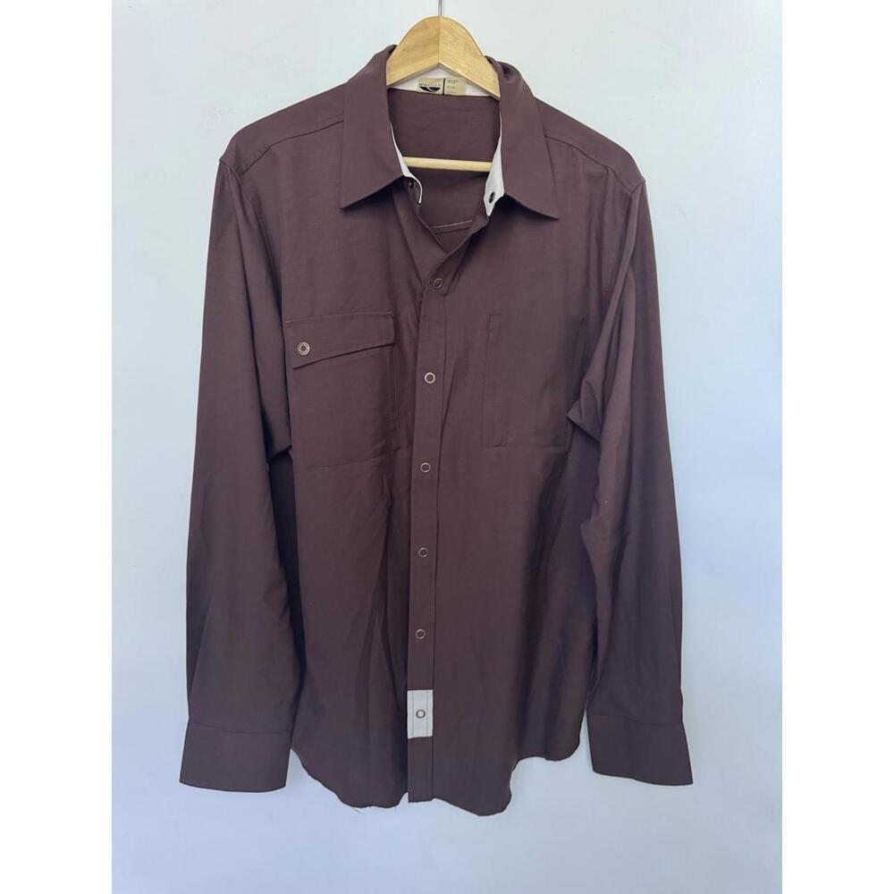 GoLite Long Sleeve Button Up Shirt - Size XL Mens Color Brown Nylon Snap Button